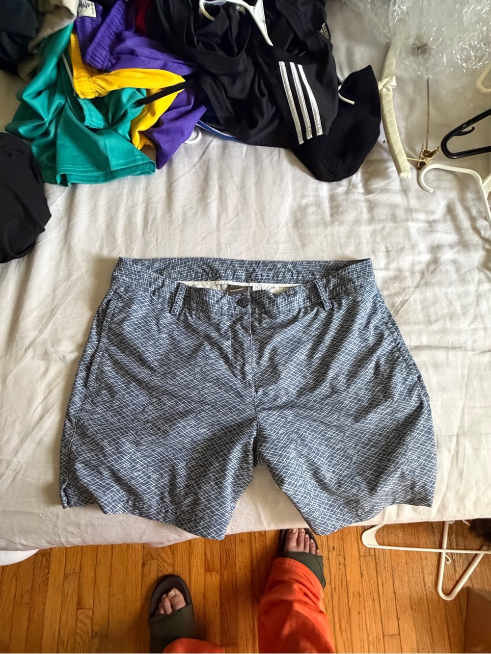 Puma Men's Grey Patterned Flat-Front Shorts